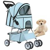 YRLLENSDAN Pet Gear Dog Stroller Small Dogs Folding Cat Stroller with Cup Holders 4 Wheel Pet Strollers for Small Dogs Puppy Stroller Travel Carrier Dog Stroller for Medium Dogs Blue