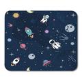 LADDKE Blue Pattern Flat Space Cute Color Astronaut Spaceship Rocket Moon Black Hole Stars in Outer Kid Mousepad Mouse Pad Mouse Mat 9x10 inch
