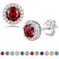 925 Sterling Silver Birthstone Stud Earrings for Women Heart/Round/Teardrop/Square Crystal Solitaire Diamond Studs Halo Earrings Great Birthday/Christmas Gifts
