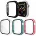 [4 Pack] Exclusives Compatible with Apple Watch 42mm Case Full Coverage Bumper Protective Case with Screen Protector for Men Women iWatch Series 3/2/1 Black Clear Pink Jade Green