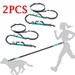 2PCS/set Hands Free Dog Running Leash with Adjustable Waist Belt Double Handle Bungee Retractable Rope for Medium Large Dogs Reflective Stitching for Walking Hiking Cycling