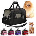 Soft Sided Pet Carrier 4-Windows Design Collapsible Cat Carrier with Removable Fleece Pad Travel Carrier Bag for Cat Dog Rose Red