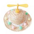 Alvage Pet Straw Hat Dog Spring Summer Sunhat Dragonfly Wing Pompom Cute Woven Straw Hat