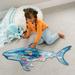 Peaceable Kingdom Shimmery Shark Floor Puzzle - 53 Foil Accented Piece Floor Puzzle that Measure Over 3â€™ - Ages 5+