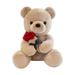 CenturyX Plush Stuffed Animal Teddy Bear Cute and Cuddly Teddy Bear with Rose Sweet Bear Great Gift for Your Loved One Brown 40cm