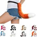 D-GROEE Faux Fur Cat Ears Hair Clip Furry Wolf Fox Tail Halloween Bell Faux Leather Neck Collar Cosplay Set