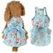 HEVIRGO Pet Dress Spring Summer Flower Print Cotton Cute Pet Dress Cat Dog Costume Outfit Clothes Blue