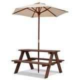 Infans Children Outdoor 4 Seat Kids Picnic Table Bench w/ Folding Umbrella Garden Yard