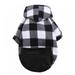 Dog Hoodie Pet Coat Cozy Stylish Plaid Dog Winter Sweatshirt Fleece Vest with Hat and Leash Hole Doggie Pullover Warm Jacket Pets Cold Weather Clothes Outfit for Small Medium Dogs