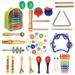 Pluokvzr 19pcs Toddler Musical Instruments Wooden Percussion Instruments Educational Preschool Toy for Kids Baby Instrument Musical Toys Set for Boys and Girls with Storage Bag