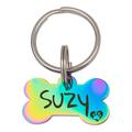 Dog Tag-Dog Tags for Dogs Personalized-Bone Shaped Dog Tag-Personalized Dog Tag-Funny Dog Tags Paw Icon[Rainbow Small Only front engraving]