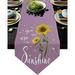 Rustic Flowers Table Runner You are My Sunshine Butterfly Purple Burlap Linen Table Runners 72 Inches Long for Kitchen Dining Living Room Parties Home Decoration