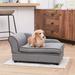 Teamson Pets Ivan Linen Pet Sofa Bed with Hidden Underneath Supplies Storage for Pets Up to 66 lbs Gray