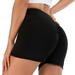 Women Workout Yoga Shorts Soft Solid Stretch Cheerleader Running Dance Volleyball High Waist Short Pants Black M