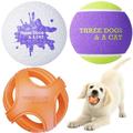 Suhaco Toy Balls Interactive Fetch 3 Dog Puzzle Ball Set Three Dogs & A Cat Breathe Right Fetch Dog Ball & Orange Squeak Tennis Dog Ball & Indestructible Dog Chew Balls for Small Medium Dogs - 2.5
