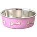 Loving Pets Stainless Steel & Coastal Pink Bella Bowl with Rubber Base Small - 1.25 Cups (5.5 D x 2 H)