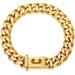 Gold Dog Chain Collar Metal Chain Collar with Design Secure Buckle 18K Miami Cuban Link Chain 15MM Strong Heavy Duty Chew Proof Walking Collar 16inch