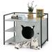Infans Cat Litter Box Enclosure Hidden Litter Furniture Cabinet W/ 2-Tier Storage Shelf