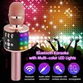 LNKOO Bluetooth Wireless Microphone with Controllable LED Lights Portable Handheld Karaoke Speaker Machine Birthday Home Party for Android/iPhone/PC or All Smartphone