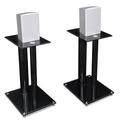 2 Satellite Speaker Stands for Surround Sound Home Theaters Glass & Aluminum - Clear & Black