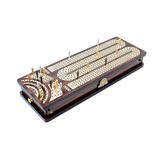 House of Cribbage - Continuous Cribbage Board / Box Inlaid Rosewood / Maple : 4 Track - Side Drawers with Score Marking Fields for Skunks Corners and Won Games