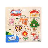 QISIWOLE Education Puzzle Toys 9 Piece Wooden Transportation Puzzle Jigsaw Early Learning Baby Kids Toys