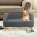 30 inch Gray Rectangle Pet Sofa Bed for Small Medium Dog Cat with Wood Style Foot and Removable Cushion