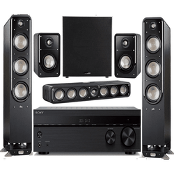 Sony 5.2 -Channel Wireless Bluetooth 4K 3D A/V Surround Sound Receiver + Polk Multimedia Home Theater Speaker System