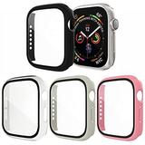 [4 Pack] Exclusives Compatible with Apple Watch 42mm Case Full Coverage Bumper Protective Case with Screen Protector for Men Women iWatch Series 3/2/1 Black Clear Pink Grey