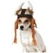 Plush Viking Helmet With Braids Pet Dog Costume Accessory