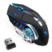 Rechargeable Wireless Bluetooth Mouse Multi-Device (Tri-Mode:BT 5.0/4.0+2.4Ghz) with 3 DPI Options Ergonomic Optical Portable Silent Mouse for Lenovo Pad Pro Blue Black