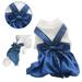 Dog Cute Pet Dress Puppy Princess Dress Doggie Party Gowns One Piece Bowknot Dress Pet Prom Clothes Blue X-Small