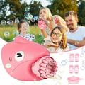 EROCK Shark Bubble Toy w/ Light Bubble Maker Machine for Summer Indoor Outdoor Activity Electric Automatic Bubble Blaster Party Favors Gift TIK Tok Gatling Bubble Blower Toys for Kids Adults-Pink