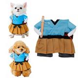 Pet Costume Pirates of The Samurai Style Halloween Funny Upright Costume Dress Up For Cats Dogs S - Within 7.7lb