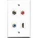 RiteAV 1 Port HDMI and 1 Port RCA Red and 1 Port RCA Blue and 1 Port Coax Cable TV- F-Type Wall Plate