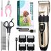 TINGOR Dog Shaver- Pet Clippers Low Noise Cordless Quiet Hair Grooming Set with 4 Comb Guides Scissors Nail Kits for Dogs Cats Pets