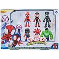 Team Spidey & Friends Ghost-Spider Spidey Miles Morales Ms. Marvel Black Panther Hulk & Trace-E Action Figure 7-Pack