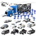 JOYIN 25 in 1 Die-cast and Mini Vehicles Police Rescue Truck Car Vehicle Toy Set with Sounds and Lights for Boys Aged 3+