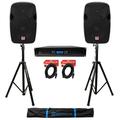 (2) Rockville SPGN124 12 1200W DJ PA Speakers+Power Amplifier+Stands+Cables