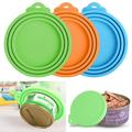 CNKOO 3Pcs Pet Food Can Cover FDA Safe & BPA Free Silicone Cat Dog Food Can Lids to Keep Food Fresh Fit All Standard Can Sizes Pet Food Lid Cover - Universal Silicone Can Tops