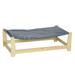 PawHut Raised Pet Bed Wooden Frame Dog Cot with Washable Cushion for Small Medium Sized Dogs Indoor Outdoor 35.5 x 20 x 11