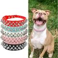 Cool Boy Girl Dog Collars for Small Medium Large Dogs Adjustable Spiked Microfiber Leather Dog Collars Male Female Pet Dog Collars for Wedding Party Holiday Red