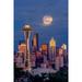 Seattle skyline and super moon at dusk-Seattle-Washington State Poster Print - Adam Jones (24 x 36)