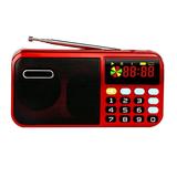 Toma Portable Radio Player Black and Red Color Audio Player FM Digital Player 4000mAh USB Rechargeable Broadcast Channel Player with Earphone Interface
