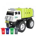 Friction Powered Garbage Truck Toy for Kids with Garbage Cans Garbage Truck Toy Friction-Powered Waste Management Recycling Truck Toy Set with 4 Rear Loader Trash Cans Back Bump Function