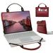 ASUS VivoBook 14 E403NA Laptop Sleeve Leather Laptop Case for ASUS VivoBook 14 E403NAwith Accessories Bag Handle (Red)