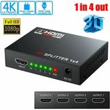 HDMI Splitter 1 in 4 Out - 4k HDMI Splitter 1x4 for Dual Duplicate Monitors Mirror with Same Image Support 4k@30hz Full HD 1080P for Roku Fire Stick Xbox PS4 Blu-Ray Player HDTV