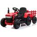 LISUEYNE 12V Ride on Tractor with Trailer Electric Car with Music USB LED Lights Ride on Car for Kids Age 3-6 Years Max Speed 5mph Red