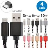 4x 6FT Afflux Micro USB Adaptive Fast Charging Cable Cord For Samsung Galaxy S7 S6 Edge S4 S3 Note 2 4 5 Grand Prime LG G3 G4 Stylo HTC M7 M8 M9 Desire 626 OnePlus 1 2 Nexus 5 6 Nokia Lumia Gold