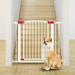36 Tall Extra Wide Dog Gate for Stairs and Doorway 28 -36.5 Metal Safety Pet Gate with Door for Dogs No Drill Adjustable Pressure Walk Through Long Dogs Gates for Wide Openings by LAZYLAND (White)